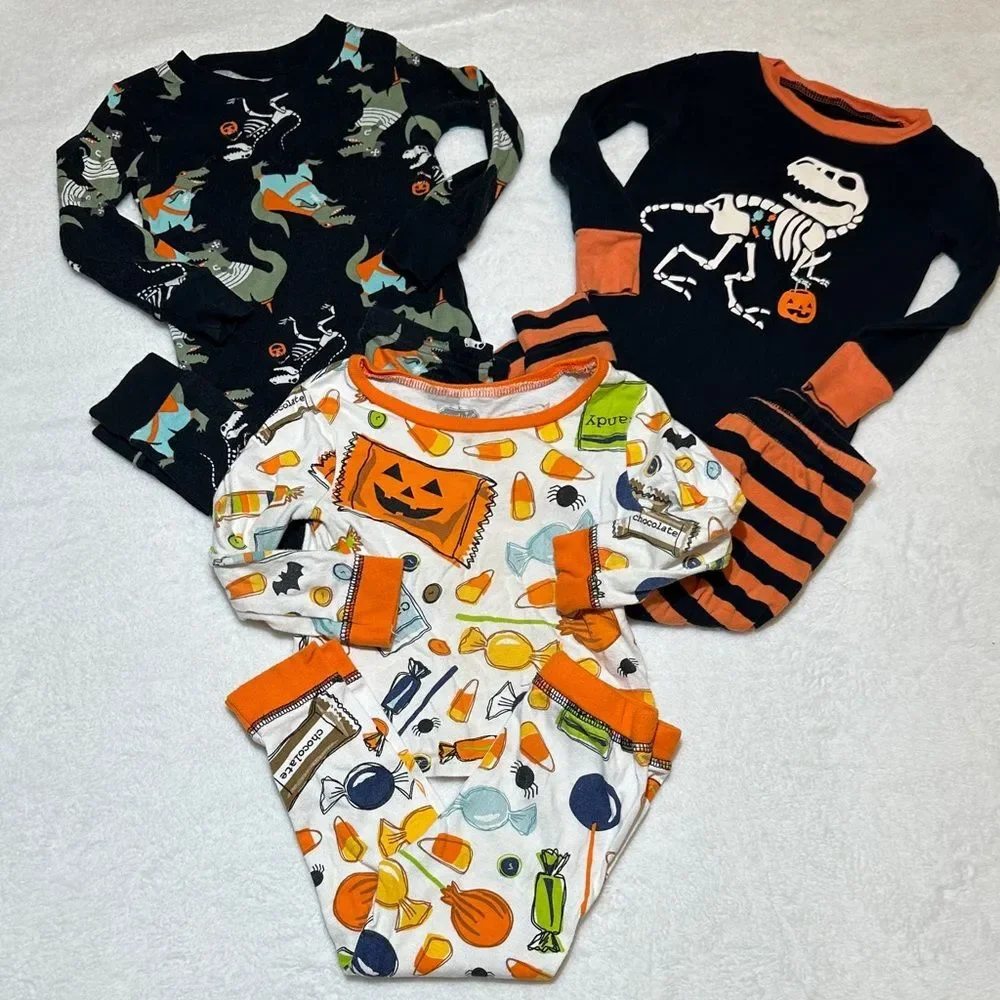 Set of 3 halloween theme pajama sets carters & MudPie 12/18mo